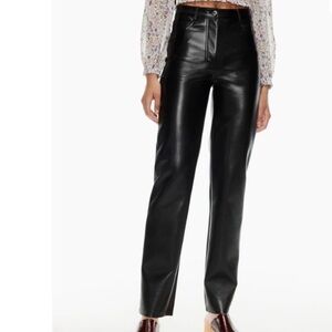 Wilfred Aritzia Melina black faux leather straight leg pants